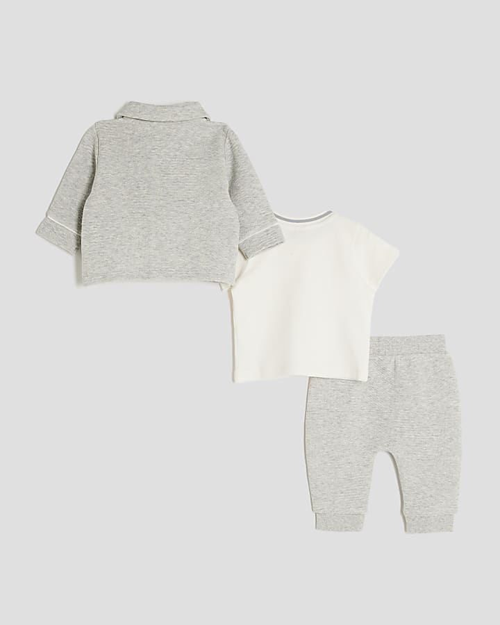 Baby Boys Grey Jacquard Jersey Shacket Set