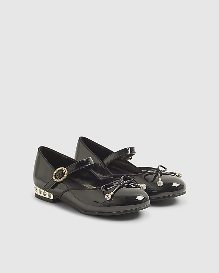 Girls Black Heeled Mary Jane Shoes