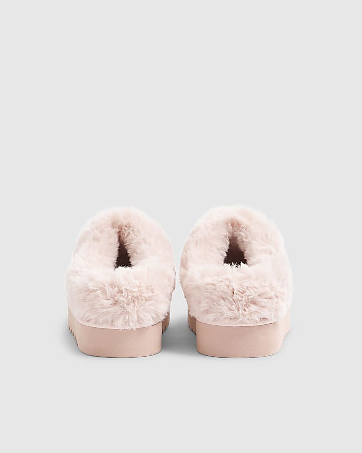 Girls Pink Heatseal Faux Fur Slippers