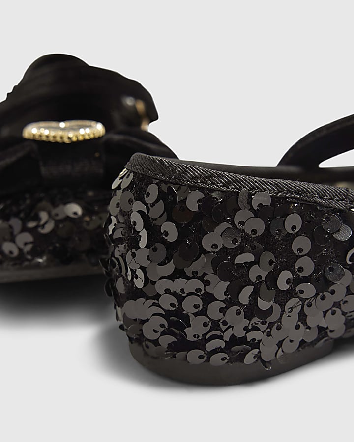 Girls Black Sequin Ballet Pumps
