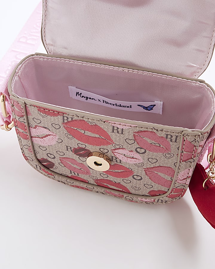 Girls Morgan Brown Lips  Cross Body Bag