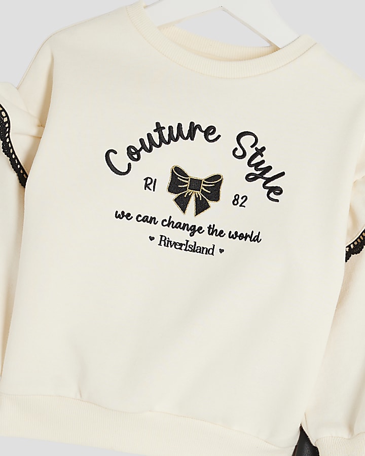 Mini Girls Cream Sweatshirt 3 Piece Set