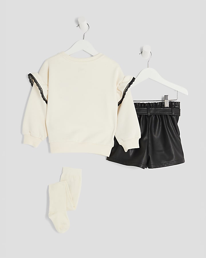 Mini Girls Cream Sweatshirt 3 Piece Set