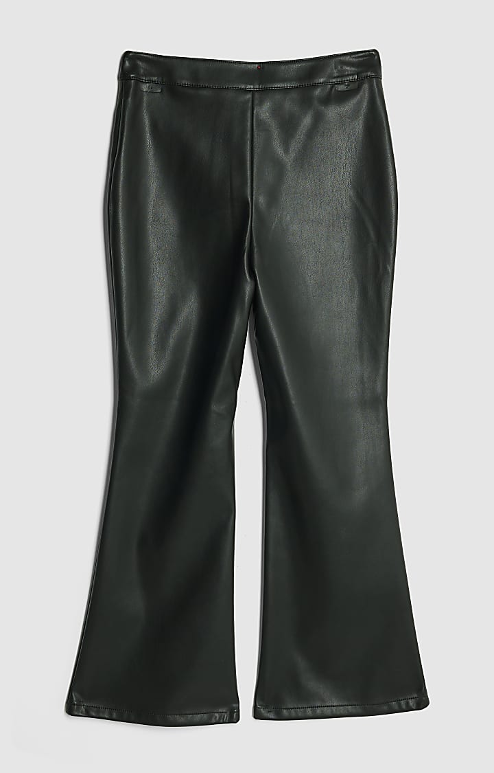 Girls Black Front Pocket Flared Trousers
