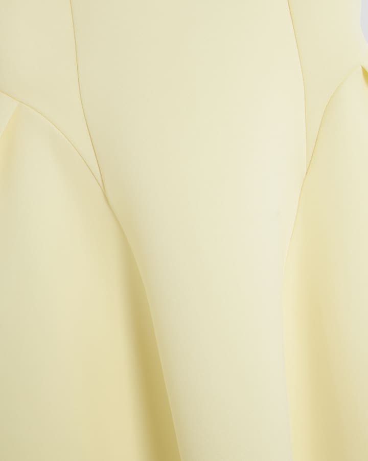 Girls Yellow One Shoulder Bow Skater Dress