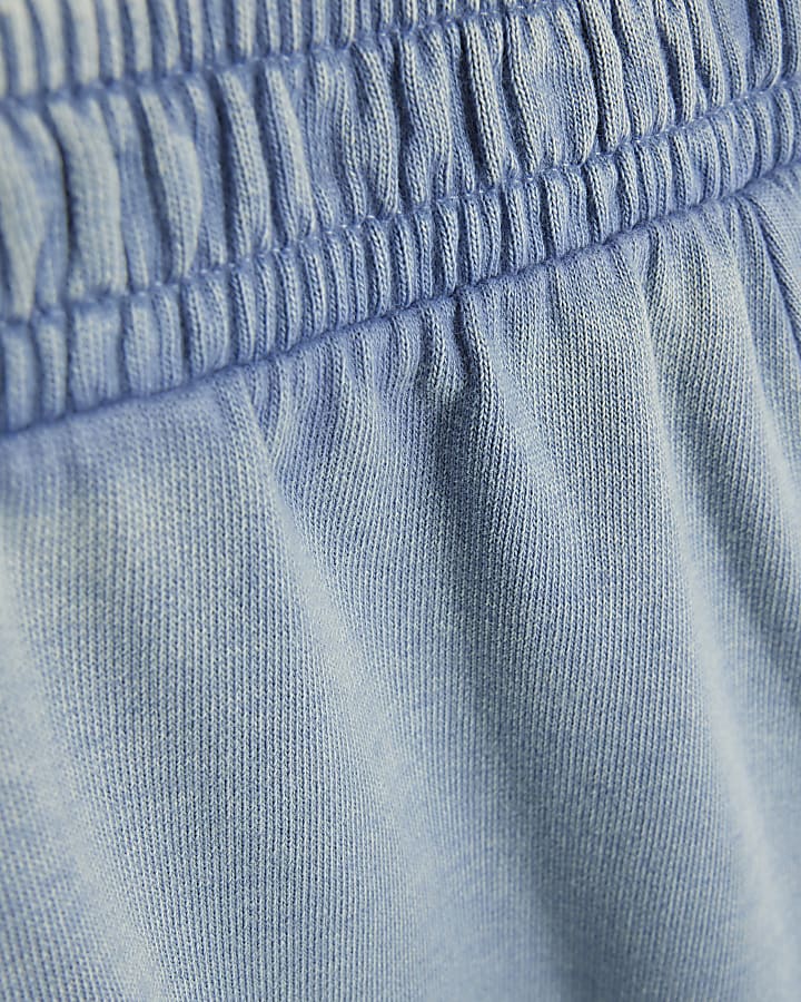 Girls Blue Washed Wide Leg Sweatshirt Set