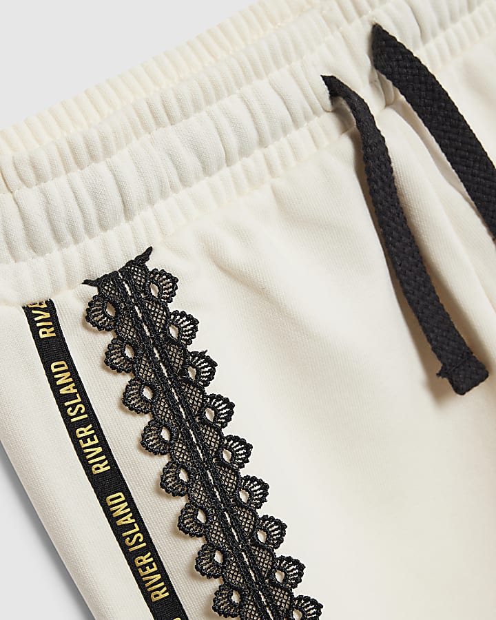 Girls Cream Lace Sweatshirt Set
