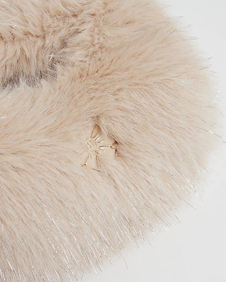Girls Pink Tinsel Faux Fur Grab Bag