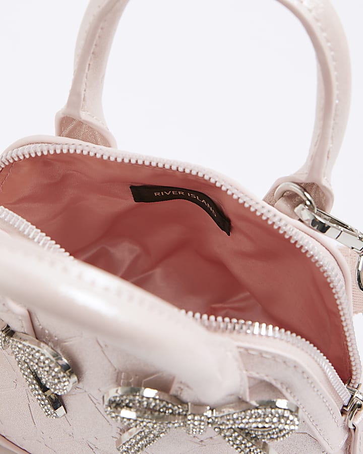 Girls Pink Metallic Mini Bow Tote Bag