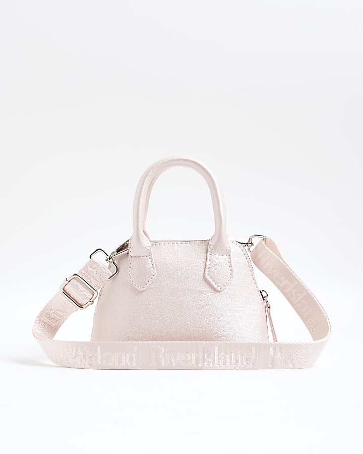 Girls Pink Metallic Mini Bow Tote Bag