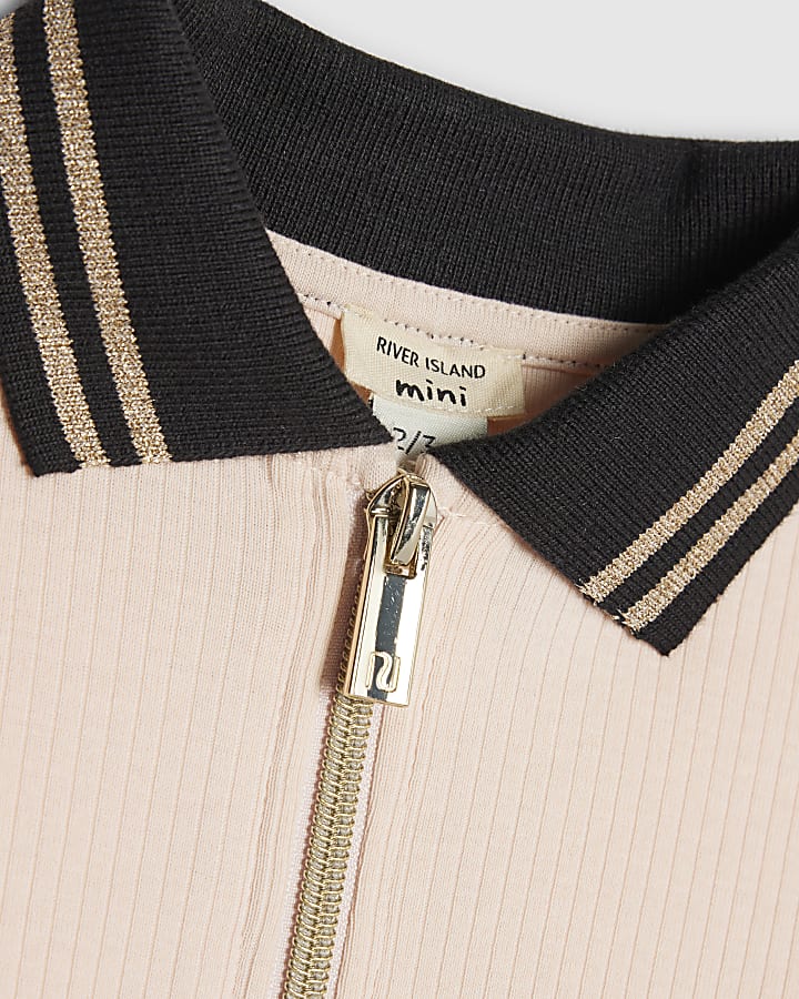 Mini Girls Pink RI Ribbed Dress