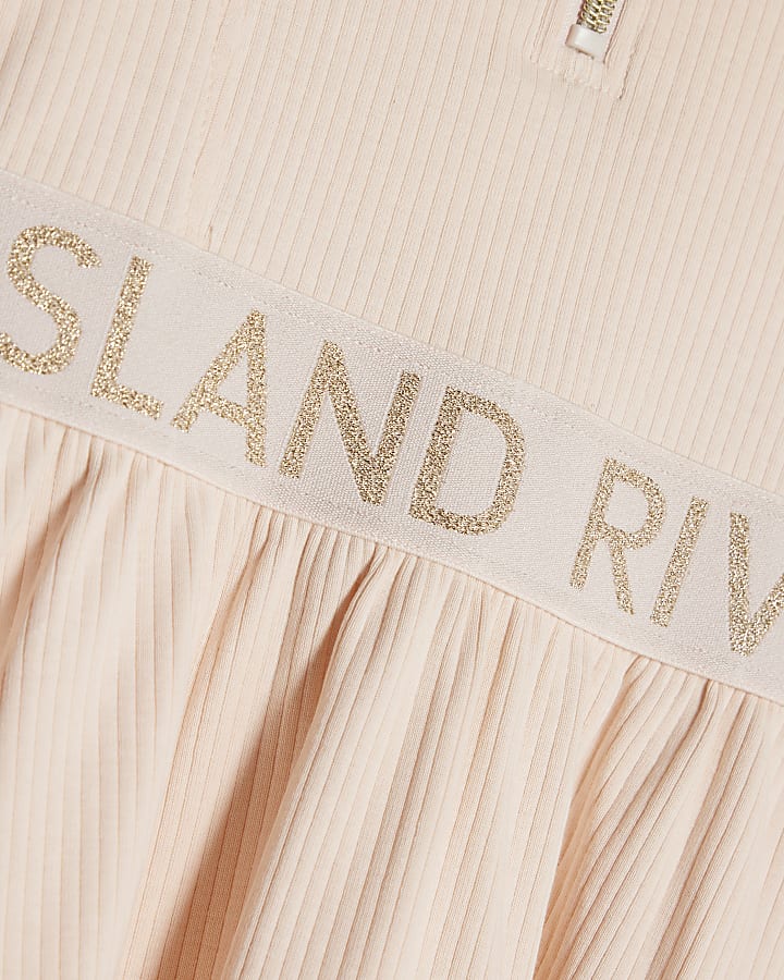 Mini Girls Pink RI Ribbed Dress