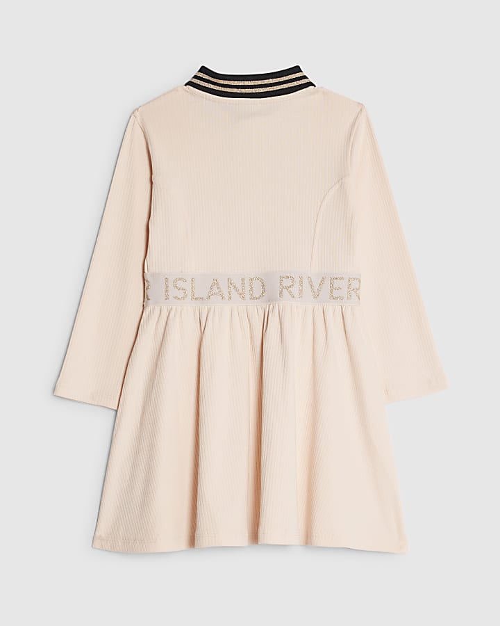Mini Girls Pink RI Ribbed Dress