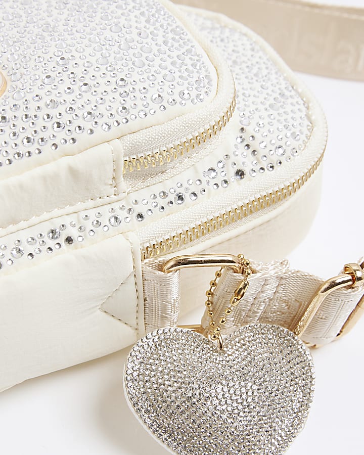 Girls Cream Embellished Cross body Bag
