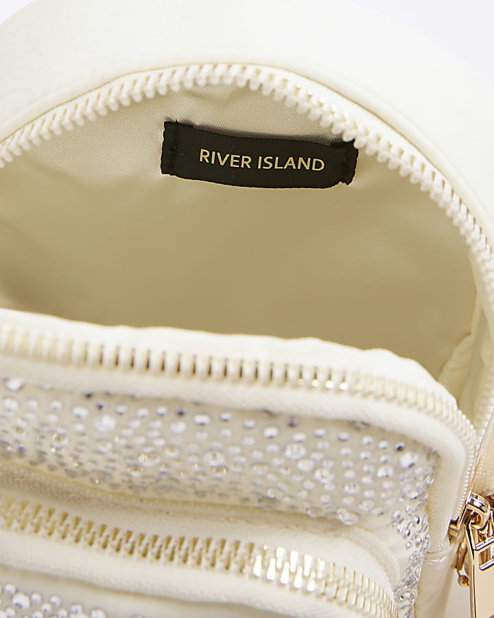 Girls Cream Embellished Cross body Bag