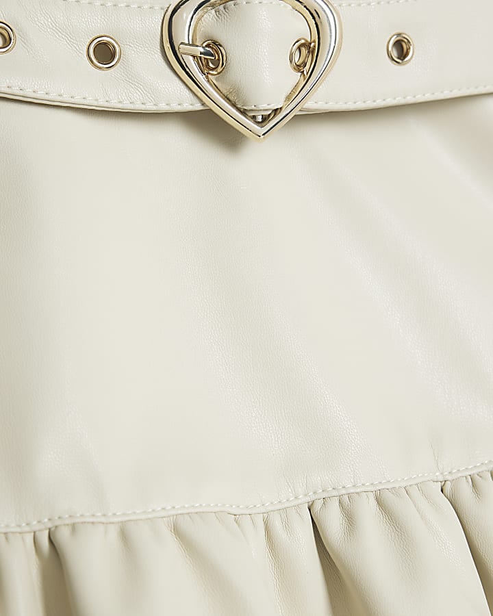 Girls Cream Heart Belt Rara Skirt 