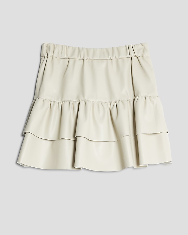 Girls Cream Heart Belt Rara Skirt 