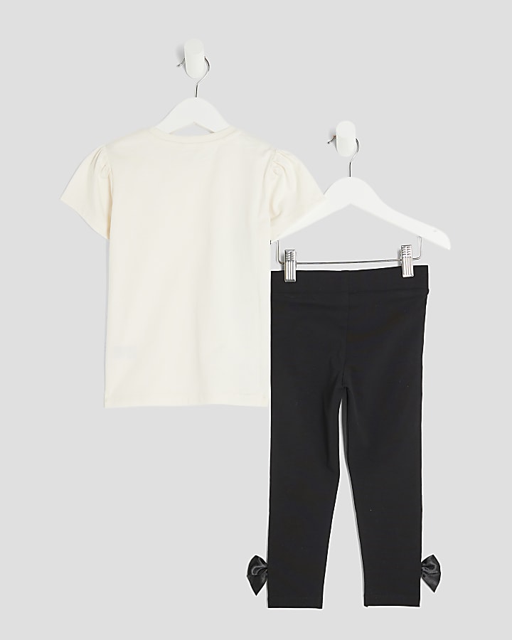 Mini Girls Cream  RI T-Shirt & Leggings Set