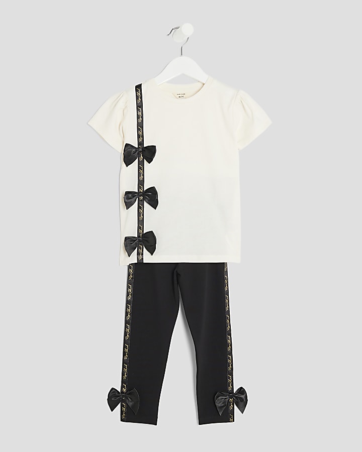 Mini Girls Cream  RI T-Shirt & Leggings Set