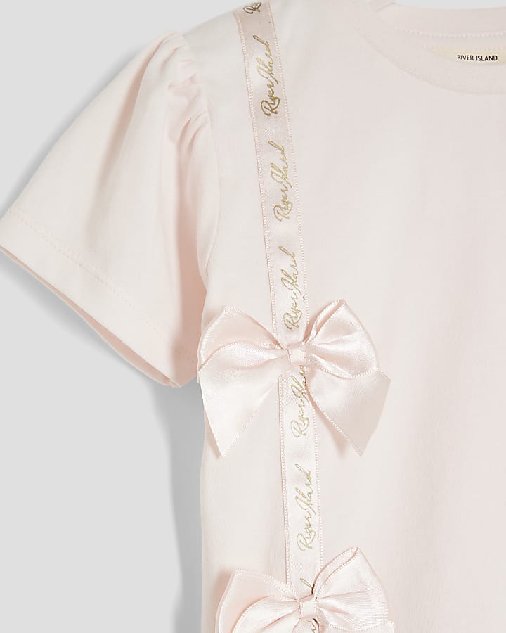 Mini Girls Pink RI Bow T-Shirt & Leggings Set