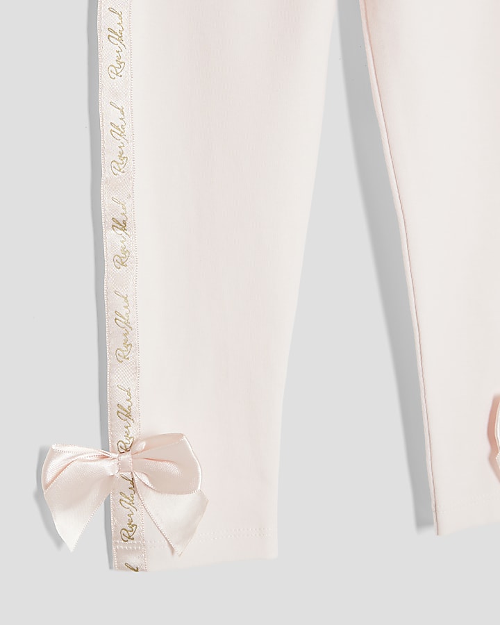 Mini Girls Pink RI Bow T-Shirt & Leggings Set