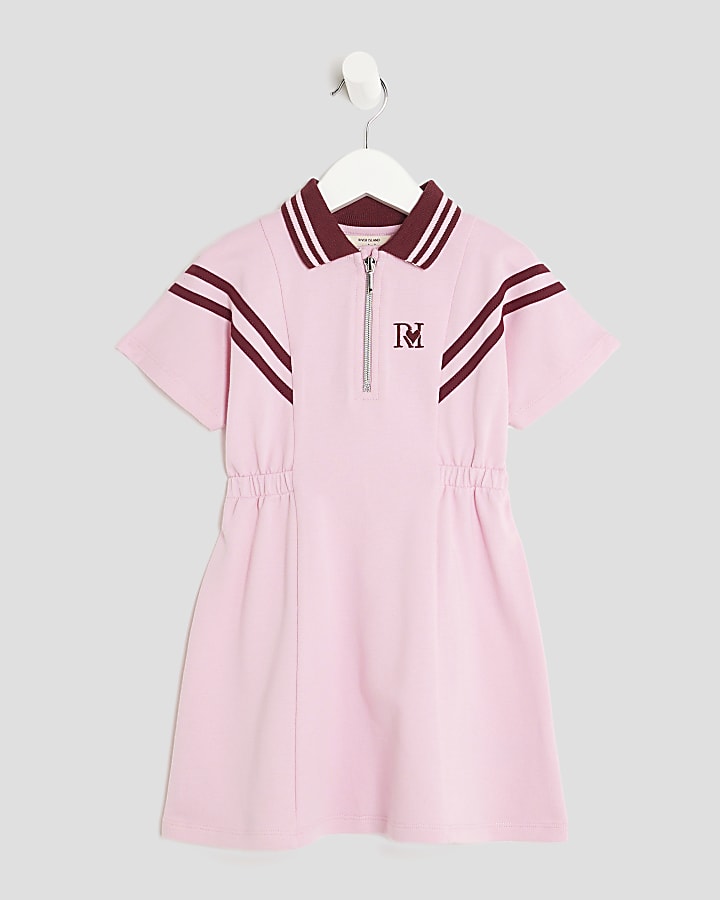 Mini Girls Pink Striped Polo Shirt Dress