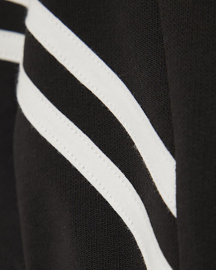 Mini Girls Black Striped Polo Shirt Dress