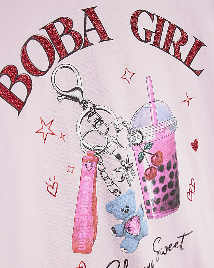 Girls Pink Boba Girl T-Shirt