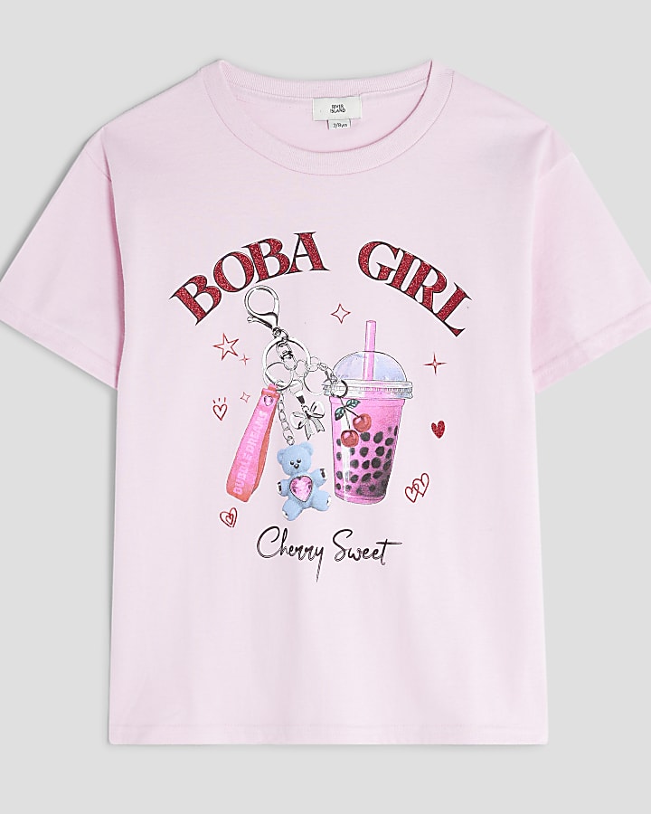 Girls Pink Boba Girl T-Shirt