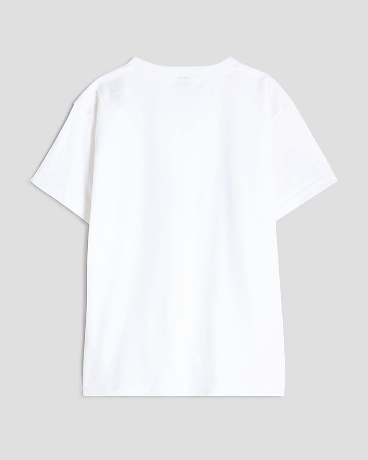 Girls White Gingham Bow T-Shirt