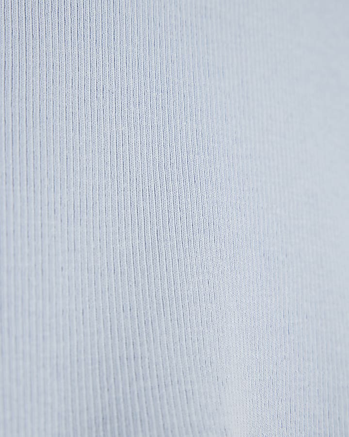 Blue Ribbed Bow Side Top