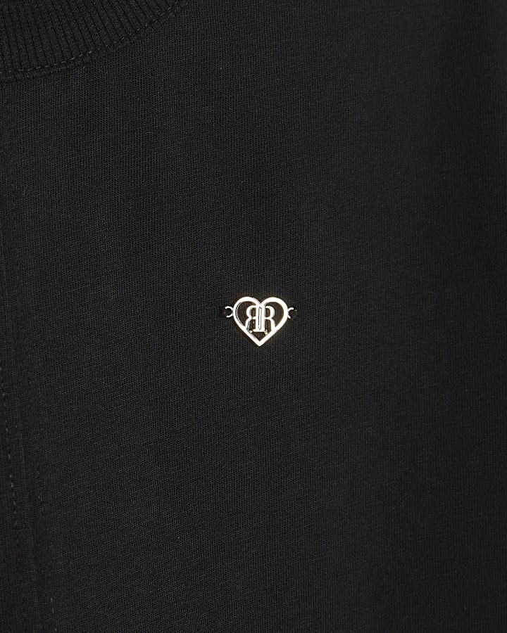 Girls Black Ruched Side Top