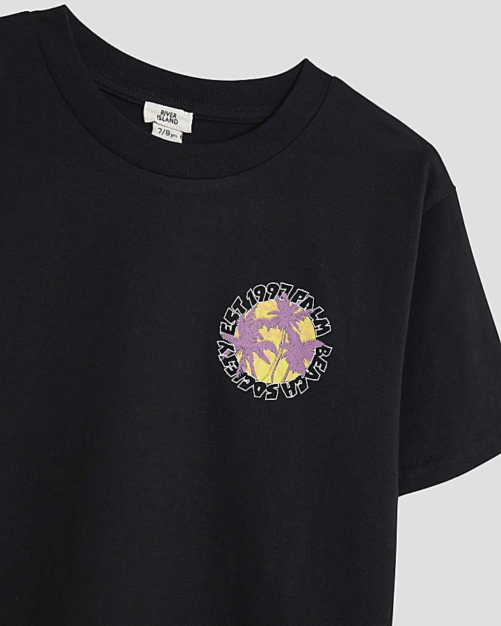 Boys Black Summer Palm Tree T-Shirt