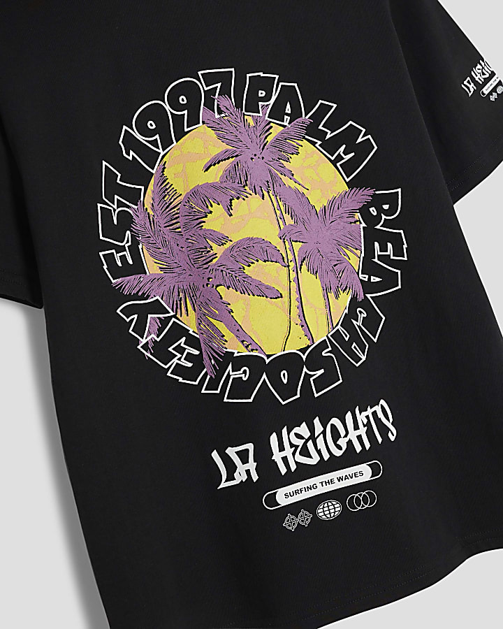 Boys Black Summer Palm Tree T-Shirt