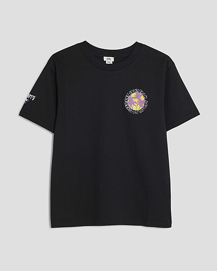 Boys Black Summer Palm Tree T-Shirt