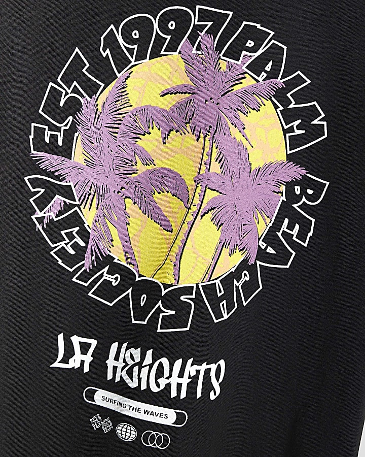 Mini Boys Black Summer Palm Tree T-Shirt