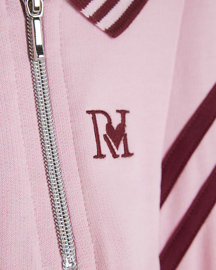 Girls Pink Drawcord Polo Dress