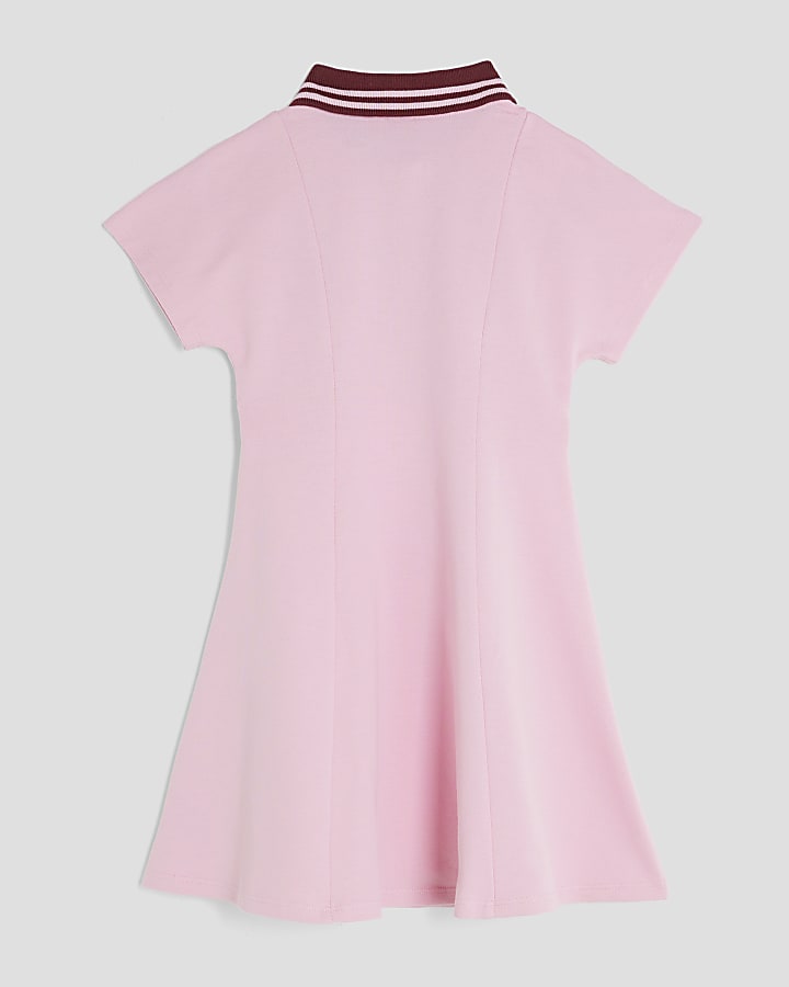 Girls Pink Drawcord Polo Dress