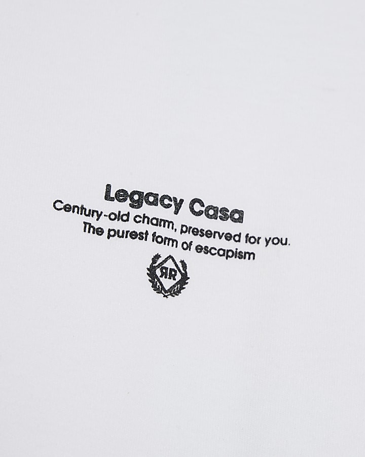 Boys White Printed Resort T-Shirt
