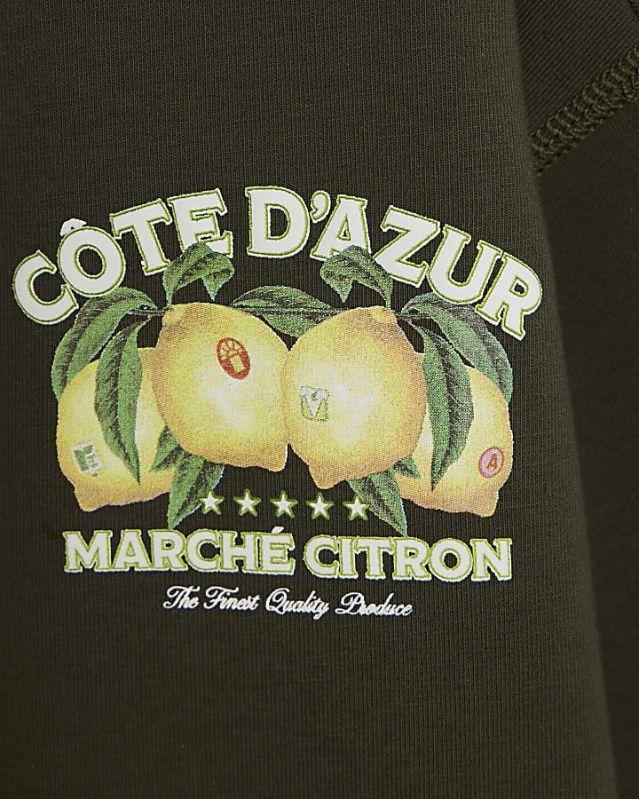 Mini Boys Khaki Cote Dazur Lemon T-Shirt