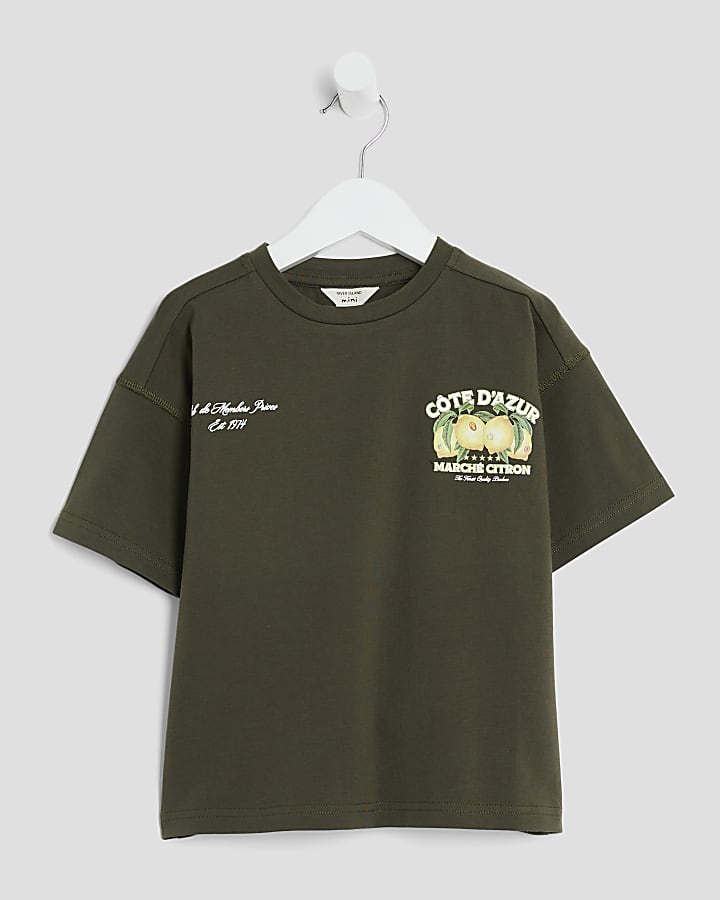 Mini Boys Khaki Cote Dazur Lemon T-Shirt