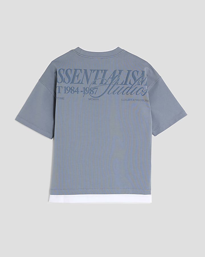 Boys Grey Essentialism Double Hem T-Shirt