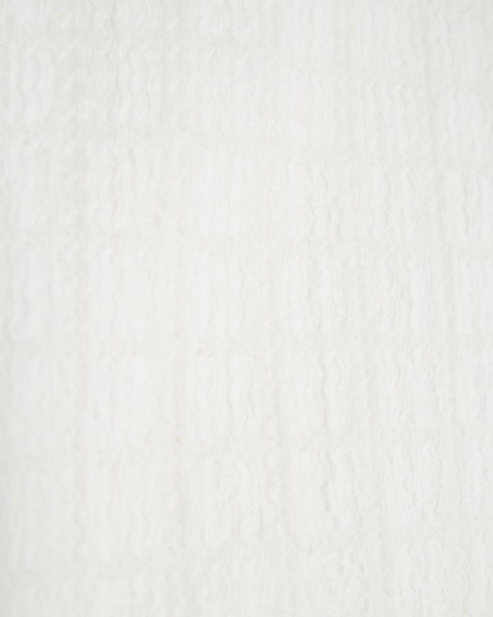 Boys Ecru Grid Textured Shirt