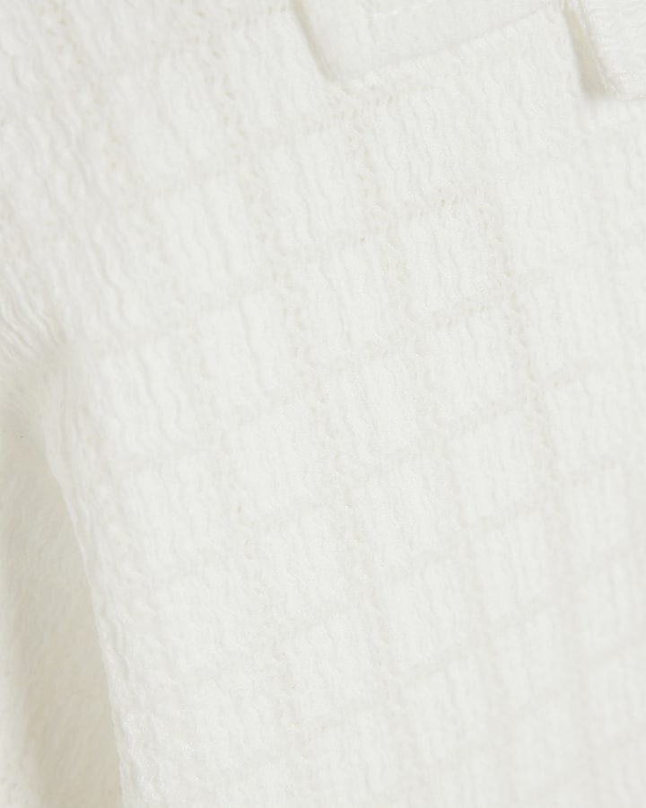 Mini Boys Ecru Grid Textured Shirt