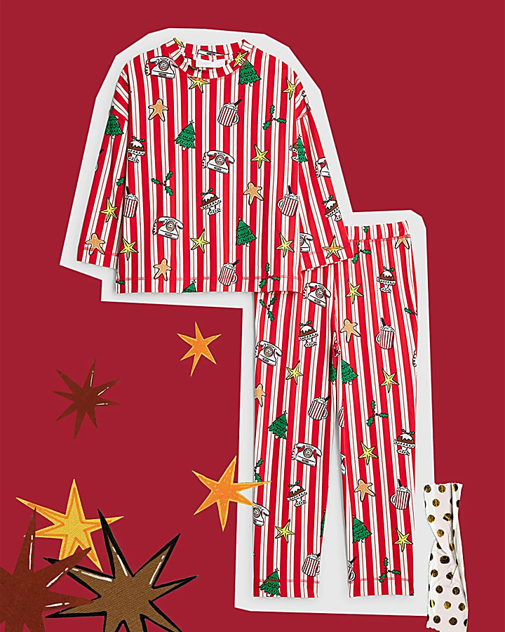 Nephthys Mini Girls Red Christmas Pyjama Set