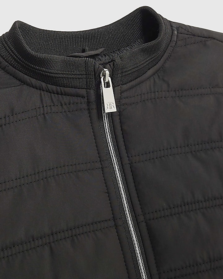 Mini Boys Black Hooded Hybrid Jacket