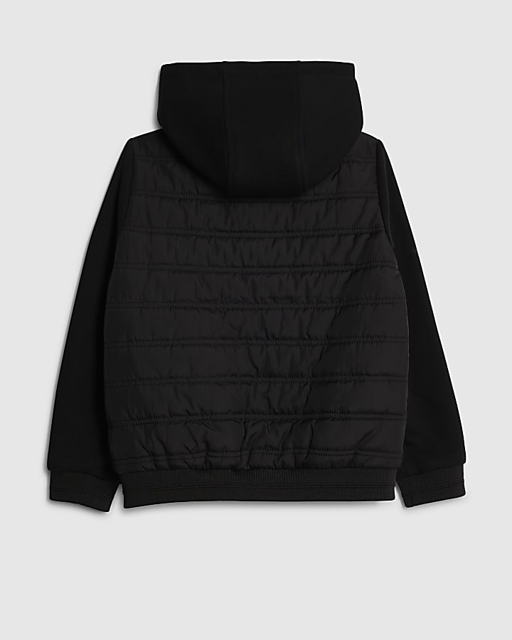 Boys Black Hooded Hybrid Jacket