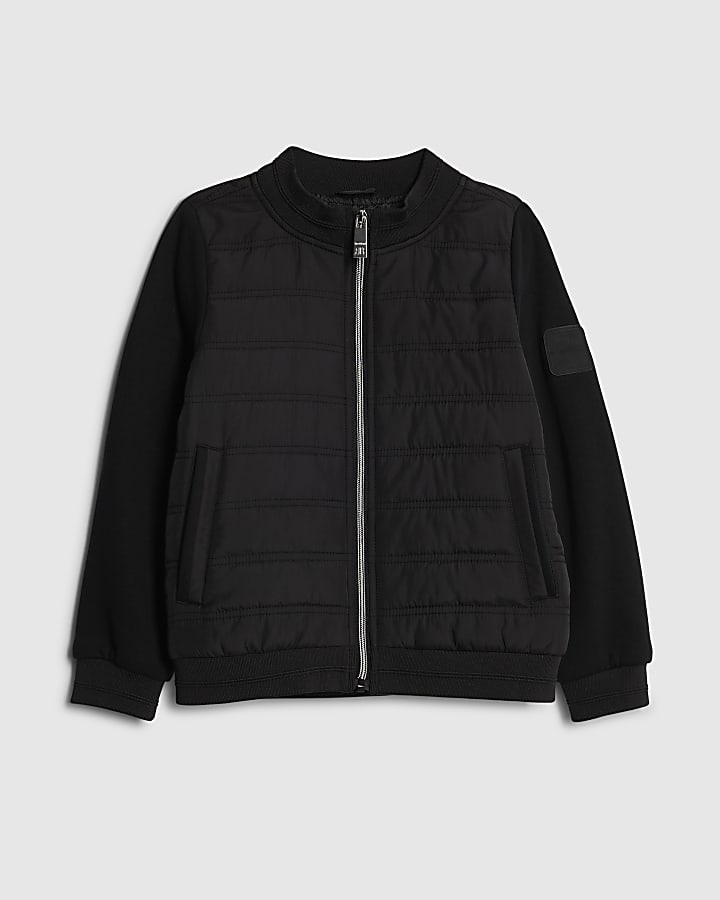Boys Black Hooded Hybrid Jacket