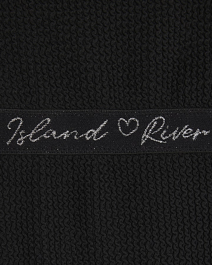 Girls Black Textured Swimsuit