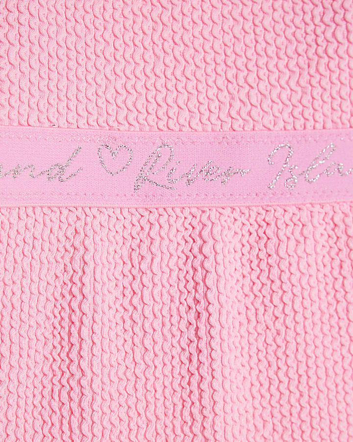 Girls Pink Textured Swimsuit